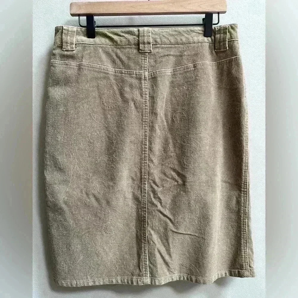 Vintage Y2K Express Corduroy Paisley Print Mini Skirt | Tan | Women’s Size 9/10 - Picture 7 of 10